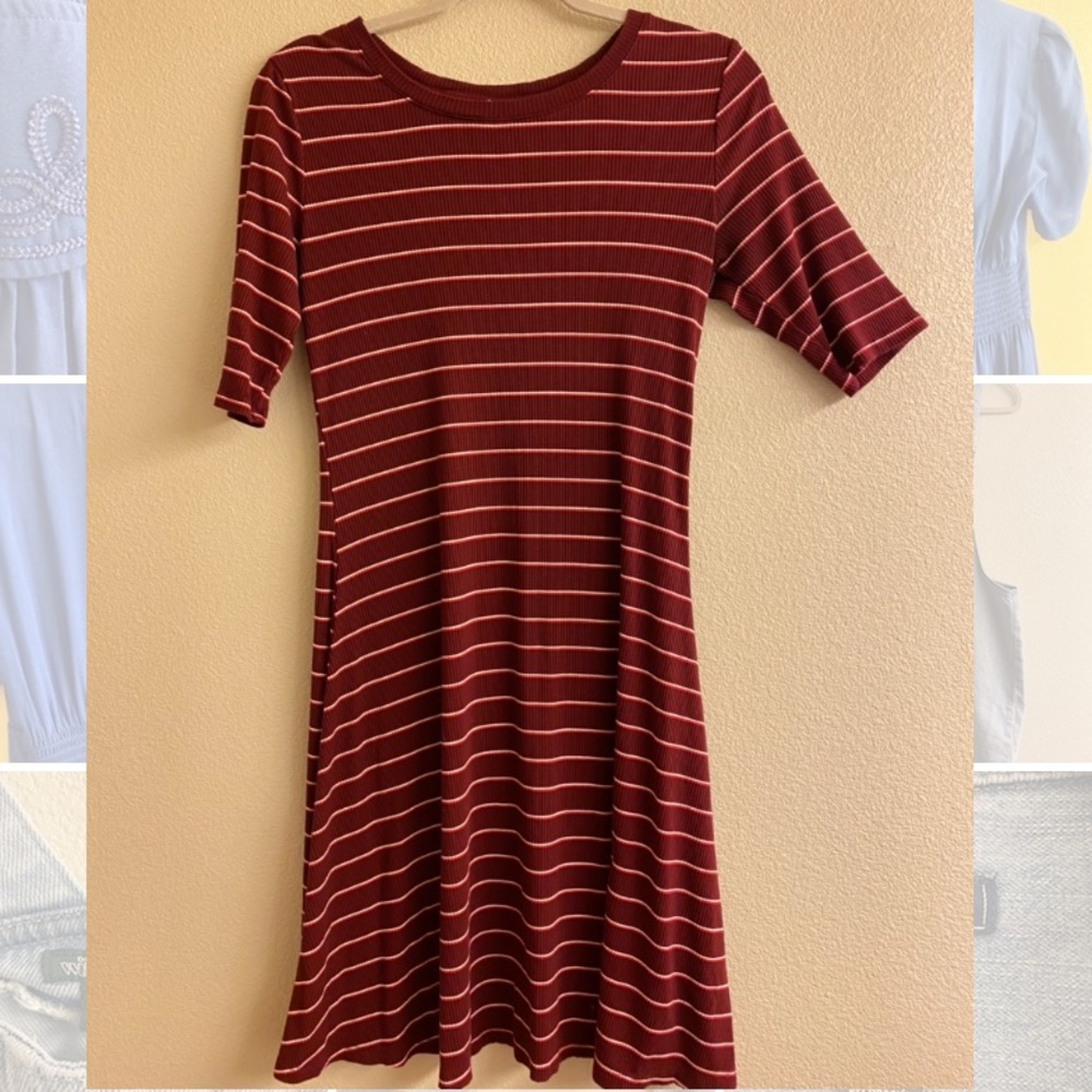 Old Navy Ribbed Jersey Dress - Red w/white stripes